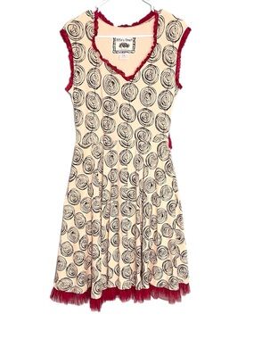 Effie’s Heart Fit & Flare Dress W/ Bow Belt Lace Trim Women’s Size Large